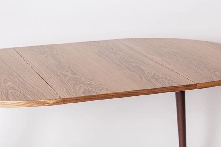 Кухонный раздвижной круглый стол Шпон Ореха д. 100 см МДФ ножки вишня в Миассе - изображение 19