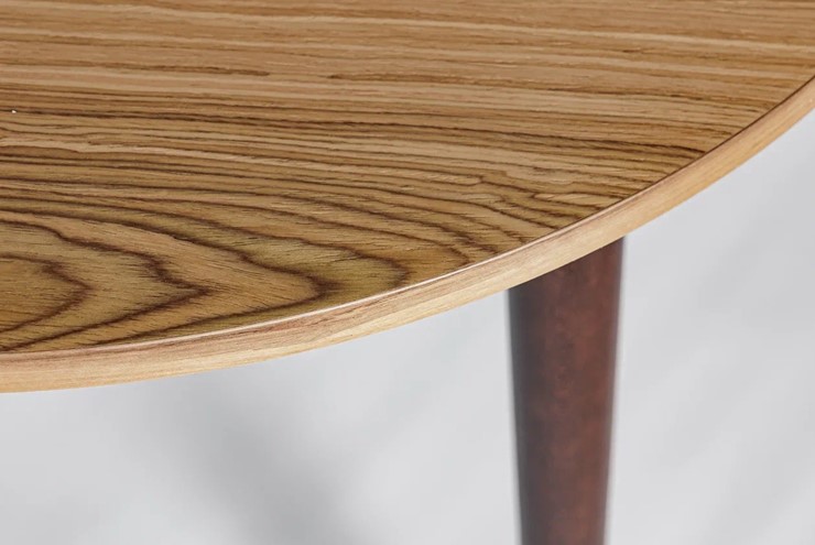 Кухонный раздвижной круглый стол Шпон Ореха д. 100 см МДФ ножки вишня в Миассе - изображение 6