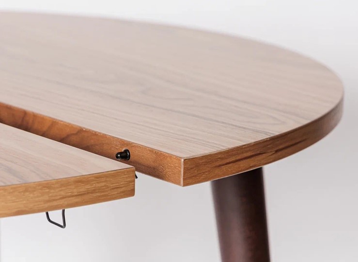 Кухонный раздвижной круглый стол Шпон Ореха д. 100 см МДФ ножки вишня в Миассе - изображение 9