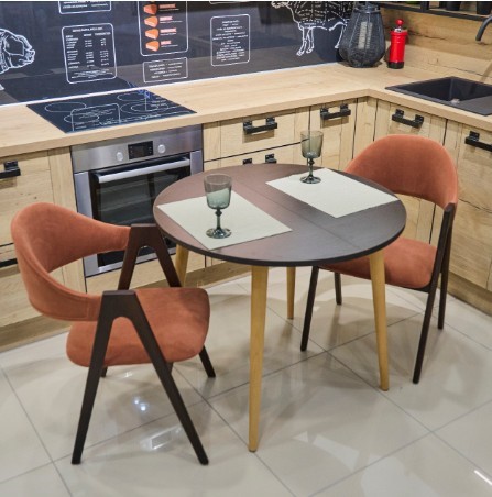Кухонный раздвижной круглый стол Венге 90*90 см ЛДСП в Копейске - изображение 6