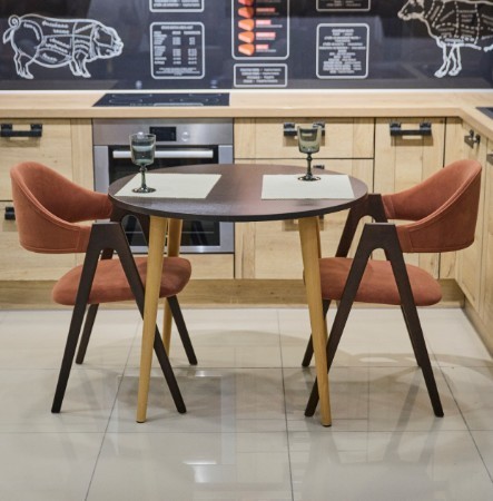 Кухонный раздвижной круглый стол Венге 90*90 см ЛДСП в Копейске - изображение 7