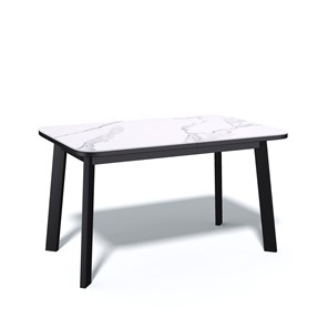 Кухонный раскладной стол AA1200 (черный/керамика мрамор белый) в Миассе