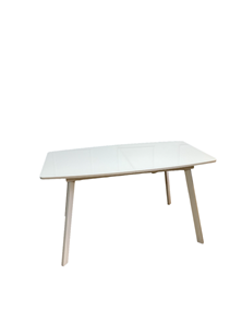 Кухонный раздвижной стол AA1400 (белый/стекло белое глянец) в Миассе