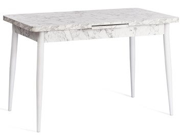 Кухонный раздвижной стол ALTA (mod. 1183) ЛДСП+меламин/металл, 120+30х70х75, белый мрамор/белый, арт.19486 в Челябинске - предосмотр