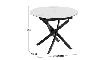 Раздвижной стол Бергамо Тип 1 (Черный муар/Стекло матовое белый мрамор) в Миассе - предосмотр 13