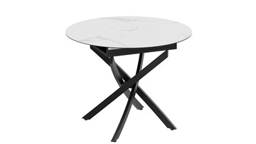 Раздвижной стол Бергамо Тип 1 (Черный муар/Стекло матовое белый мрамор) в Миассе - предосмотр 2