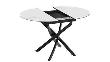 Раздвижной стол Бергамо Тип 1 (Черный муар/Стекло матовое белый мрамор) в Миассе - предосмотр 3