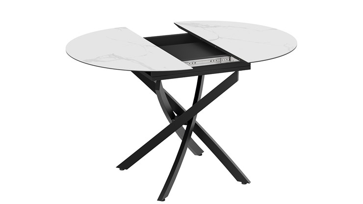 Раздвижной стол Бергамо Тип 1 (Черный муар/Стекло матовое белый мрамор) в Миассе - изображение 3
