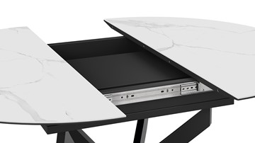 Раздвижной стол Бергамо Тип 1 (Черный муар/Стекло матовое белый мрамор) в Миассе - предосмотр 4
