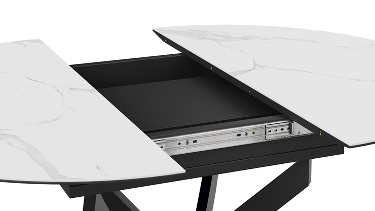 Раздвижной стол Бергамо Тип 1 (Черный муар/Стекло матовое белый мрамор) в Миассе - изображение 4