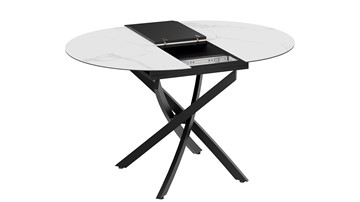 Раздвижной стол Бергамо Тип 1 (Черный муар/Стекло матовое белый мрамор) в Миассе - предосмотр 5