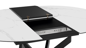 Раздвижной стол Бергамо Тип 1 (Черный муар/Стекло матовое белый мрамор) в Миассе - предосмотр 6