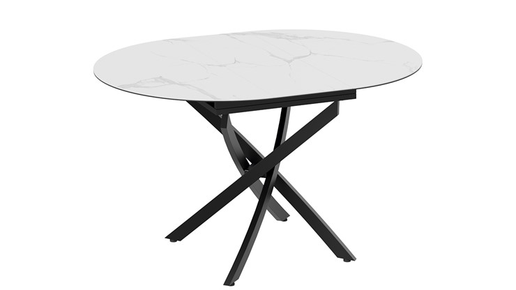 Раздвижной стол Бергамо Тип 1 (Черный муар/Стекло матовое белый мрамор) в Миассе - изображение 7