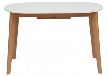 Кухонный стол раздвижной BOSCO (Боско) бук/мдф 120+30x80x75 Белый/Натуральный Бук арт.11257 в Копейске