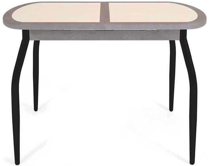 Кухонный стол раздвижной Будапешт-1 ПЛ (ноги черные, плитка бежевая/серый камень) в Миассе - изображение 1