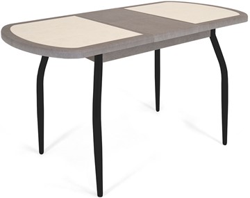 Кухонный стол раздвижной Будапешт-1 ПЛ (ноги черные, плитка бежевая/серый камень) в Миассе - предосмотр 2