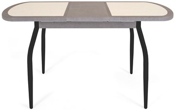 Кухонный стол раздвижной Будапешт-1 ПЛ (ноги черные, плитка бежевая/серый камень) в Миассе - предосмотр 3