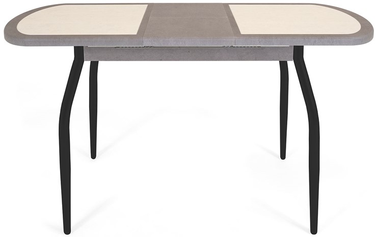Кухонный стол раздвижной Будапешт-1 ПЛ (ноги черные, плитка бежевая/серый камень) в Миассе - изображение 3