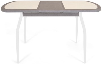 Кухонный стол раздвижной Будапешт-мини ПЛ (ноги белые, плитка бежевая/серый камень) в Челябинске - предосмотр 3
