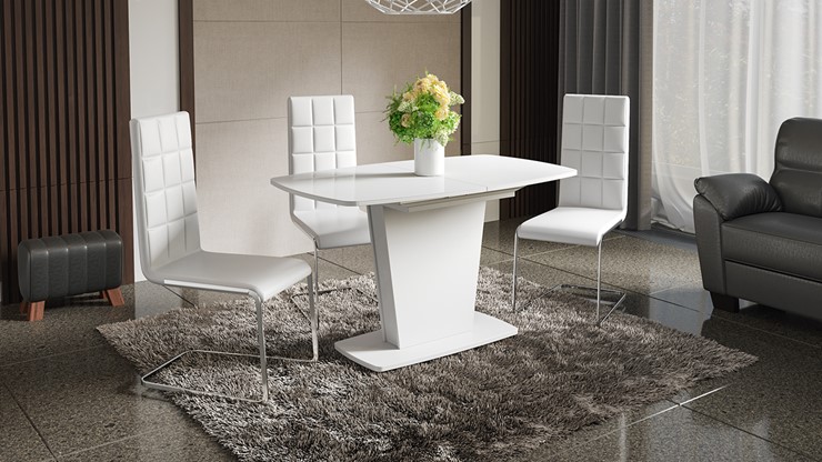 Кухонный раздвижной стол Честер тип 2, цвет Белый/Стекло белый глянец в Челябинске - изображение 2