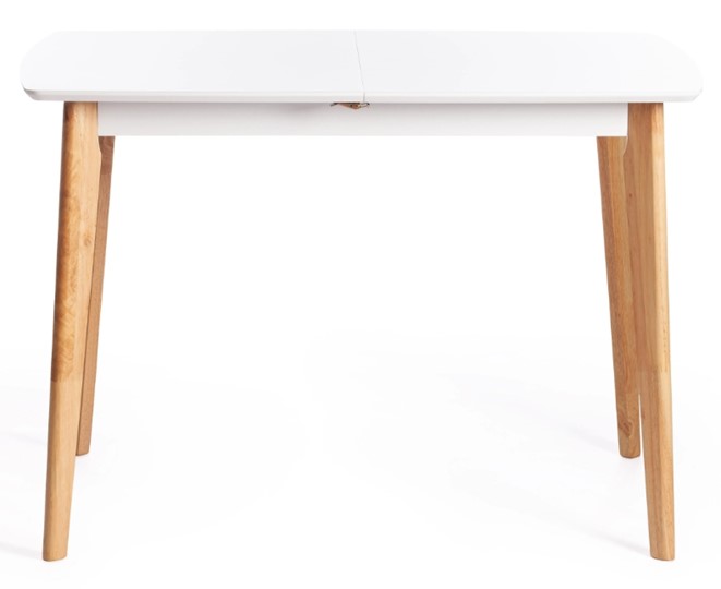 Кухонный раскладной стол Claire, дерево гевея/МДФ, 110+30x75x75 Белый/натуральный арт.15111 в Златоусте - изображение 1
