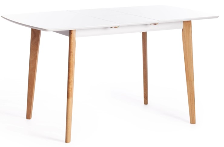 Кухонный раскладной стол Claire, дерево гевея/МДФ, 110+30x75x75 Белый/натуральный арт.15111 в Магнитогорске - изображение 6