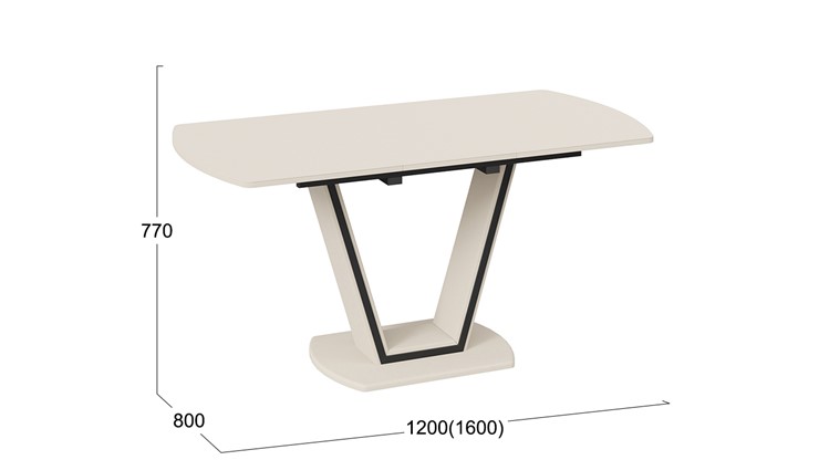 Кухонный стол раздвижной Дели Тип 2 (Бежевый софт, Стекло матовое бежевое) в Копейске - изображение 2