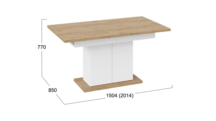 Обеденный раздвижной стол Детройт тип 1 (Белый/Дуб Крафт золотой) в Миассе - изображение 7