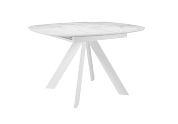 Кухонный раскладной стол DikLine BK100 Керамика Белый мрамор/подстолье белое/опоры белые в Магнитогорске
