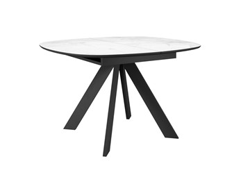 Кухонный раскладной стол DikLine BK100 Керамика Белый мрамор/подстолье черное/опоры черные в Магнитогорске
