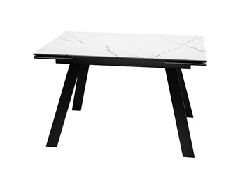 Кухонный стол раскладной DikLine DKL140 Керамика Белый мрамор/опоры черные (2 уп.) в Миассе