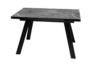 Кухонный стол раздвижной DikLine DKL140 Керамика Черный мрамор/опоры черные (2 уп.) в Челябинске
