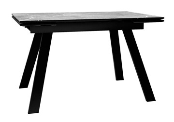 Стол обеденный раскладной DikLine DKL140 Керамика Серый мрамор/опоры черные (2 уп.) в Миассе