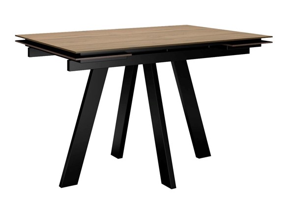 Кухонный раскладной стол DikLine DM120 Дуб галифакс / опоры черные в Копейске - изображение