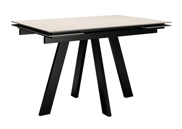 Обеденный раздвижной стол DikLine DM120 Хромикс белый / опоры черные в Миассе