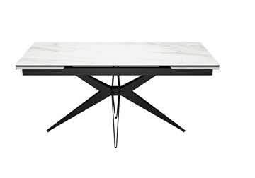 Кухонный раздвижной стол DikLine KW160 мрамор С41 (керамика белая)/опоры черные в Миассе
