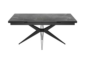 Керамический обеденный стол DikLine KW160 мрамор С45 (керамика черная)/опоры черные в Златоусте