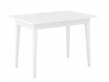 Обеденный раздвижной стол Dikline M110 Белый/стекло белое сатин/ножки MM белые в Миассе