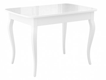 Кухонный стол раздвижной Dikline M120 Белый/стекло белое глянец/ножки MC белые в Златоусте