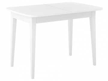 Обеденный раздвижной стол Dikline M120 Белый/стекло белое сатин/ножки MM белые в Копейске
