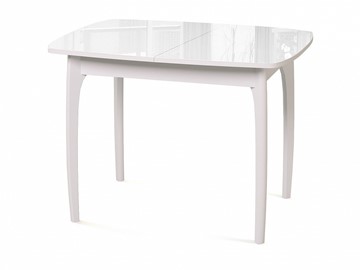 Кухонный стол раскладной Dikline M40 стекло белое/ножки белые в Миассе - предосмотр