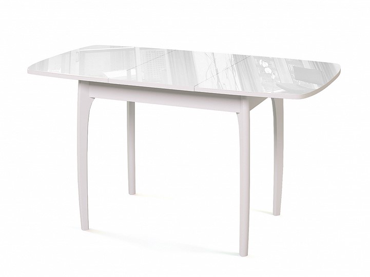 Кухонный стол раскладной Dikline M40 стекло белое/ножки белые в Миассе - изображение 1