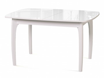 Обеденный раздвижной стол Dikline M20 стекло белое/ножки белые в Магнитогорске