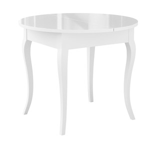 Кухонный стол раздвижной Dikline MR100 Белый/стекло белое глянец/ножки MC белые в Магнитогорске