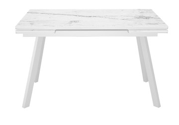 Кухонный раздвижной стол DikLine SKA125 Керамика Белый мрамор/подстолье белое/опоры белые (2 уп.) в Магнитогорске