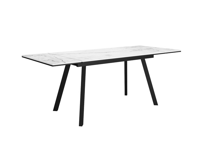 Обеденный раздвижной стол DikLine SKA125 Керамика Белый мрамор/подстолье черное/опоры черные (2 уп.) в Челябинске - изображение 5