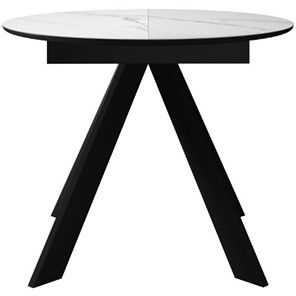 Кухонный раскладной стол DikLine SKC100 D1000 Керамика Белый мрамор / опоры черные в Магнитогорске