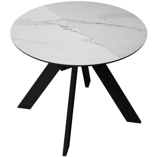 Кухонный раскладной стол DikLine SKC100 D1000 Керамика Белый мрамор / опоры черные в Челябинске - изображение 4