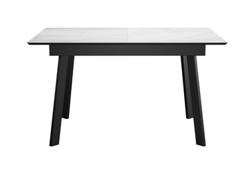 Раздвижной стол DikLine SKH125 Керамика Белый мрамор/подстолье черное/опоры черные (2 уп.) в Магнитогорске