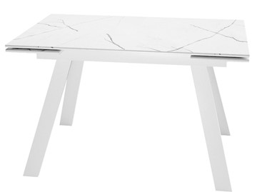 Раздвижной стол DikLine SKM140 Керамика Белый мрамор/подстолье белое/опоры белые (2 уп.) в Челябинске